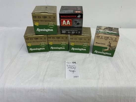 6 boxes of 410 ga shells, 4 boxes of Remington Premier