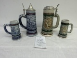 4 PC Avon Collectible Stein Lot all are handcrafted in Brazil