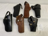 Leather Holster lot - 9 holsters, US marked black holster with