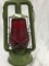 green embury barn lantern with red shade-dent