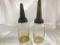 2 vintage master oil spouts on atlass mason jars -both