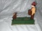 2 modern cast iron pieces-- horse drawn milk & Firetruck