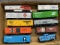 10 piece HO scale trains. 2 engines, 8 cars & caboose