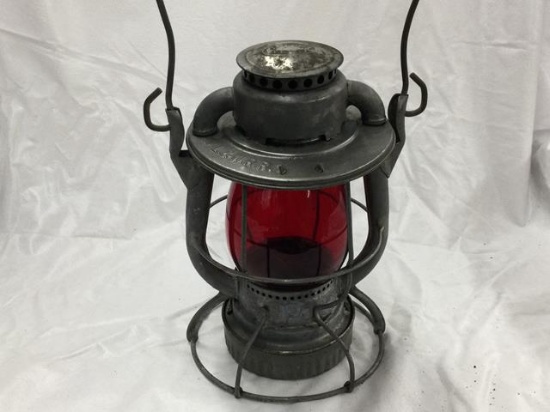 deitz dl&w rr lantern with red globe