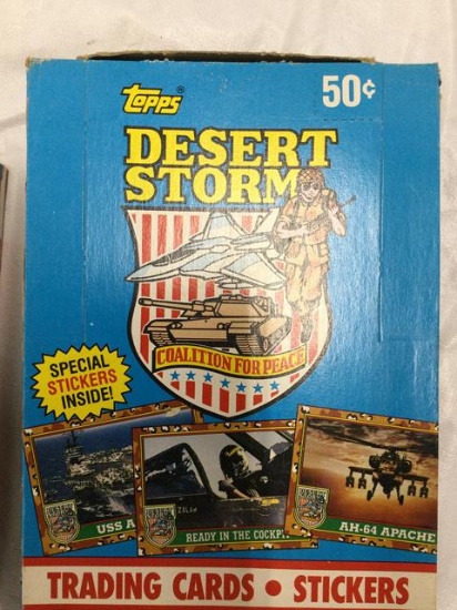 3 sealed boxes topps desert storm trading cards
