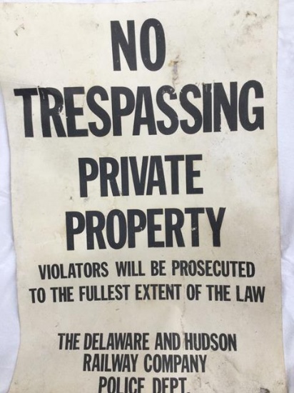 delaware & hudson rr no trespassing sign