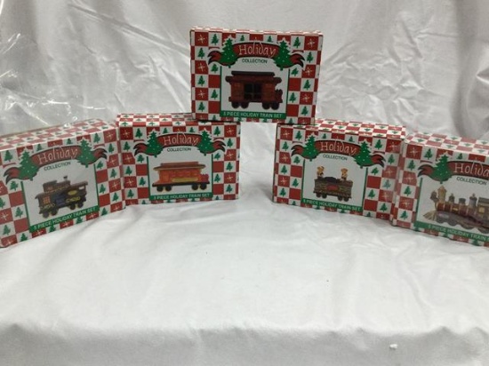 5 holiday collection train car christmas ornaments