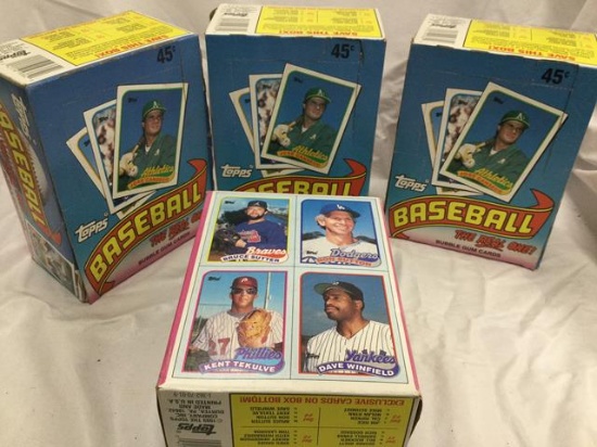 4 sealed boxes 1989 topps baseball cards