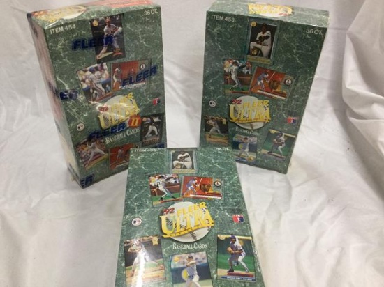 3 sealed boxes 1992 fleer ultra baseball cards