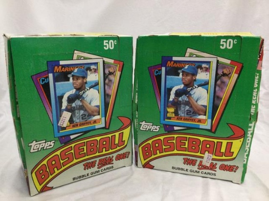 2 sealed boxes 1990 topps baseball cards