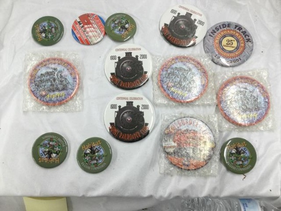 box lot lionel club pins back buttons