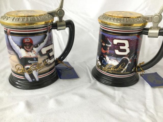 6 nascar steins - 4 franklin mint/1 plastic insulated/