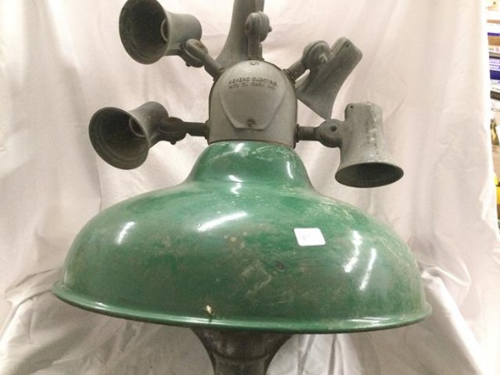 vtg green enamel light shade with spot directionals