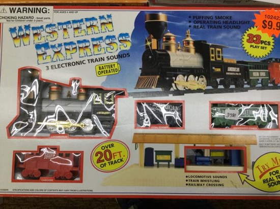 western express 33 pc playset/ train set iob