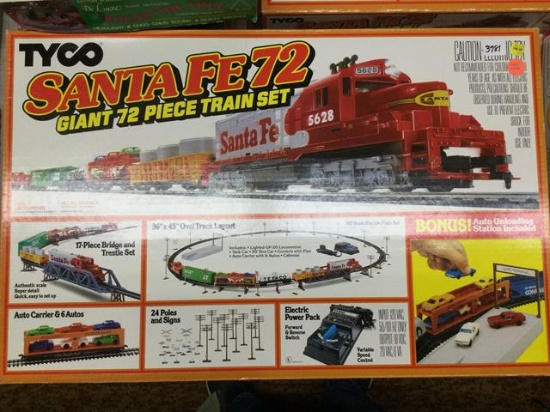 tyco santa fe 72 pc playset/ train set - iob