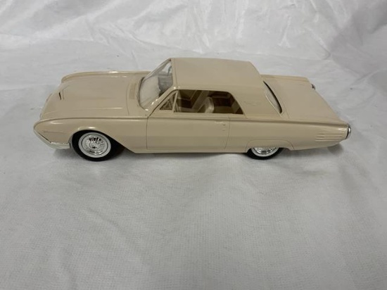 box lot 3 car models/wooden train and cowboy on horse