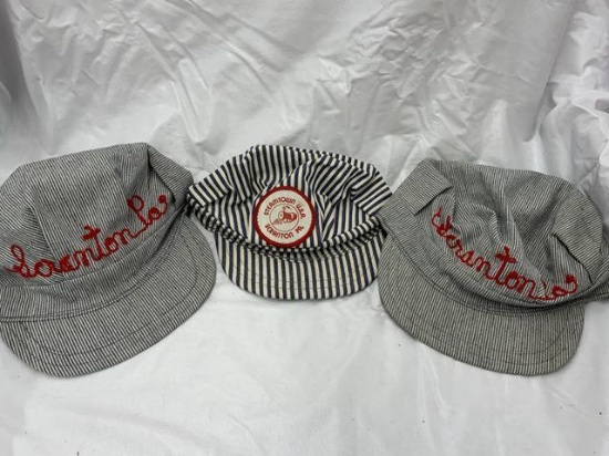 3 train conductors hats