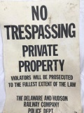 delaware & hudson rr no trespassing sign