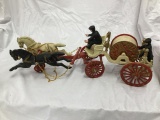 modern cast iron horse drawn fire engine in original box