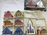 box lot alpine village houses and ho scale train set