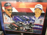 large framed nascar print - signed sam bass