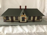 mtd o scale lighted train station & auto parts storefront