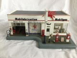 mobilgas diorama with clock in window -lighted-no cord