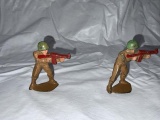 lead soldiers/cowboys/indians, etc in wooden box