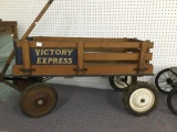 antique wooden victory express wagon - back tires replaced