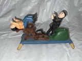 3 modern cast iron pieces... john deere tractor/jonah &