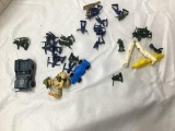 box  lot ho scale trains cars + small box ho army men, etc