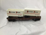 lionel #9333 SP piggyback trailers - iob - missing one roof