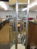 octagon vertical showcase with glass shelves w/key