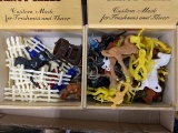 2 boxes plastic cowboys/indians & farm accessories