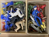 3 boxes plastic cowboys/indians and farm animals