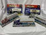 5 sealed tractor trailer trucks