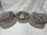 3 train conductors hats