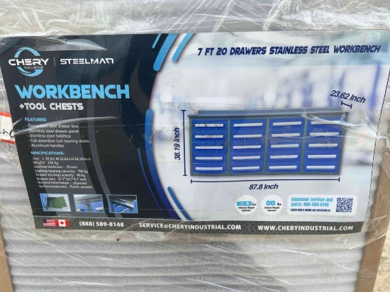 Steelman 7ft Blue Work Bench with 20 Drawers