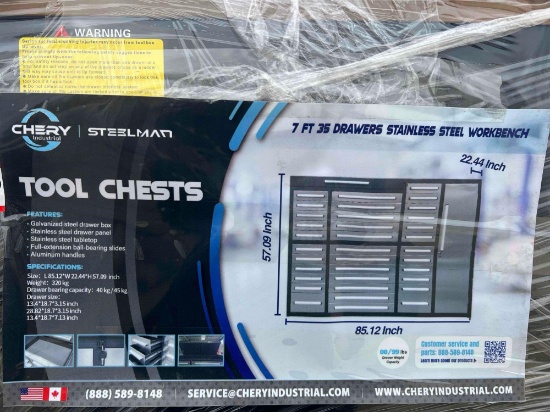 Steelman 7ft Stainless Steel Workbench w 35 Drawer