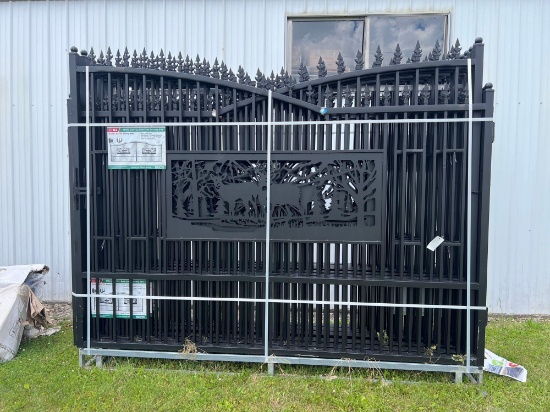 New Unused 20FT Bi-Parting Gate Deer Artwork