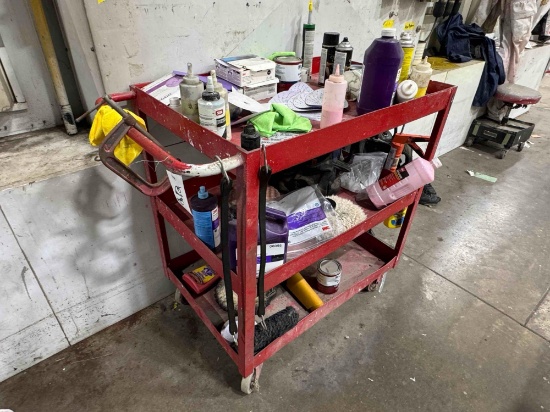 Cart w/ Misc Paint Supplies