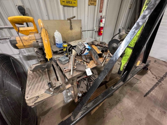 Bench w/ Saw, Grinder & Misc Items
