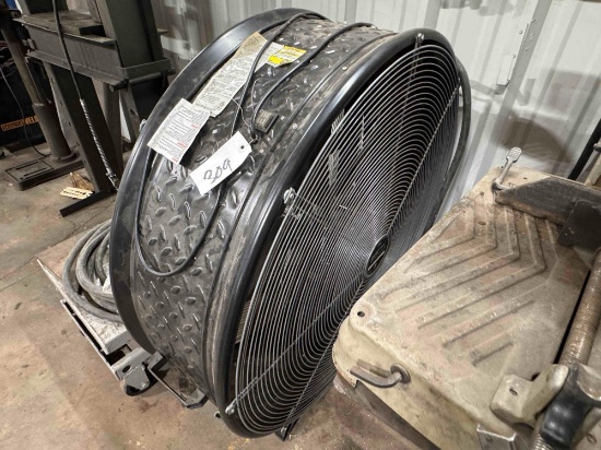 Industrial Fan, Two Wheel Cart & Bucket