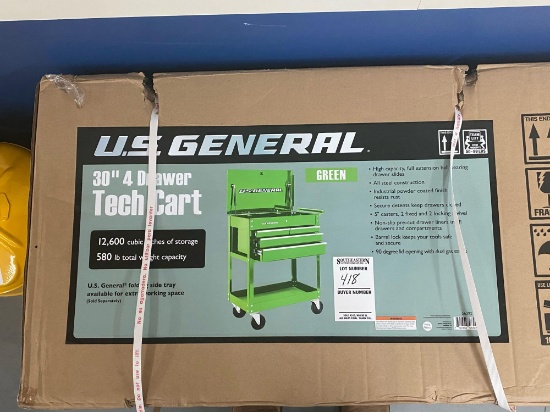 NEW 4 Drawer Rolling Tool Box (Green)