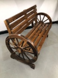 Wooden Wagon Wheel Bench