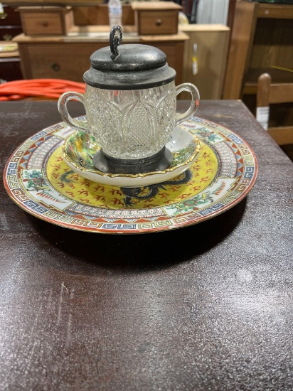 (2) Vintage Plates & Tea Glass