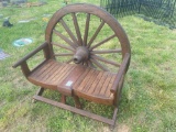 Teak Wood Wagon Wheel Bench