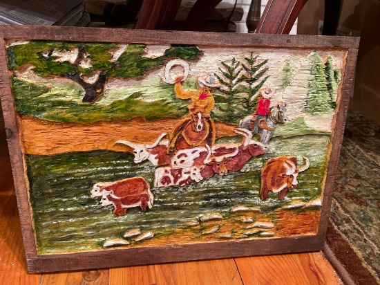 Hand Carved Cattle Drive