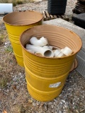 (2) 55 Gallon Drums Filled with PVC Fittings