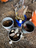 (4) Misc. Buckets of Tools, Rope, and Chainsaw Chains